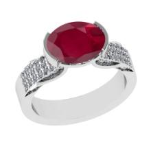 2.98 Ctw VS/SI1 Ruby And Diamond 14k White Gold Engagement Ring (ALL DIAMOND ARE LAB GROWN)