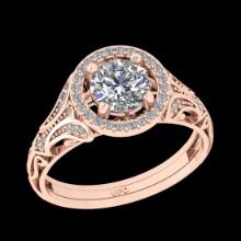 1.17 Ctw VS/SI1 Diamond 14K Rose Gold Engagement Ring(ALL DAMONDS ARE LAB GROWN)