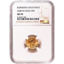 Certified Burnished American $5 Gold Eagle 2008-W MS70 NGC