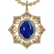 22.81 Ctw VS/SI1 Tanzanite and Diamond 14K Yellow Gold Pendant