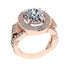 4.56 Ctw VS/SI1 Diamond 14K Rose Gold Engagement Ring (ALL DIAMOND ARE LAB GROWN )