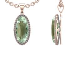 17.79 Ctw VS/SI1 Green Amethyst and Diamond 14K Rose Gold Necklace (ALL DIAMOND ARE LAB GROWN )