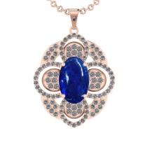 9.00 Ctw VS/SI1 Tanzanite and Diamond 14k Rose Gold Pendant Necklace(ALL DAMONDS ARE LAB GROWN)