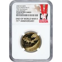 2020-W $25 Gold Eagle End of WWII PF69 NGC Early Release