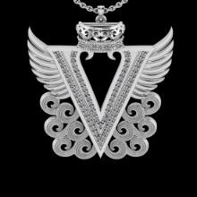 0.36 Ctw VS/SI1 Diamond Prong Set 18K White Gold Letter theme ( V) Necklace (ALL DIAMOND ARE LAB GRO