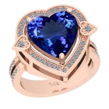 7.39 Ctw VS/SI1 Tanzanite And Diamond 18k Rose Gold Cocktail Ring