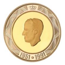 Belgium 20 Ecu Gold 1991 BU King Baudouin 50th Anniversary