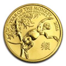 Great Britain Quarter Ounce Gold 2016 Year of the Monkey