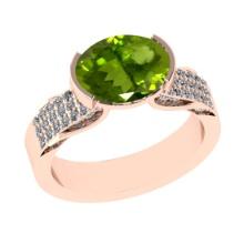 2.98 Ctw VS/SI1 Peridot And Diamond 14K Rose Gold Engagement Ring( ALL DIAMOND ARE LAB GROWN )