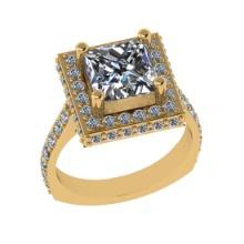 3.21 Ctw VS/SI1 Diamond 14k Yellow Gold Engagement Ring (ALL DIAMOND ARE LAB GROWN )