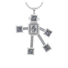 5.15 Ctw VS/SI1 Diamond 14K White Gold robot theme Necklace (ALL DIAMOND ARE LAB GROWN )