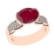 2.98 Ctw VS/SI1 Ruby And Diamond 14k Rose Gold Engagement Ring (ALL DIAMOND ARE LAB GROWN)