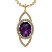 22.50 Ctw VS/SI1 Amethyst and Diamond 14K Yellow Gold Pendant