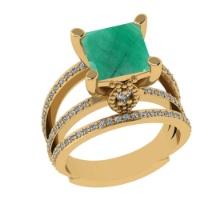 2.70 Ctw VS/SI1 Emerald And Diamond 14k Yellow Gold Engagement Ring (ALL DIAMOND ARE LAB GROWN)