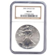 Certified Uncirculated Silver Eagle 2001 MS69