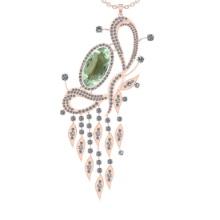 22.71 Ctw I2/I3 Green Amethyst And Diamond 10K Rose Gold Necklace(ALL DIAMOND ARE LAB GROWN )