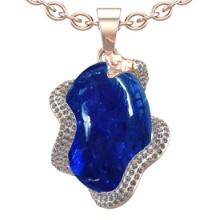 39.55 Ctw VS/SI1 Tanzanite and Diamond 14k Rose Gold Pendant Necklace(ALL DAMONDS ARE LAB GROWN)