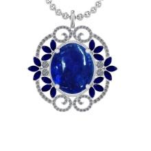 40.84 Ctw VS/SI1 Tanzanite,Blue Sapphire and Diamond 14K White Gold Pendant