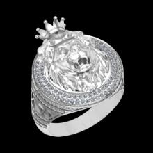 0.38 CtwVS/SI1 Diamond 14K White Gold Leo zodiac sign theme Ring