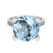 3.25 Ctw VS/SI1 Blue Topaz And Diamond 14K White Gold Engagement Ring( ALL DIAMOND ARE LAB GROWN )