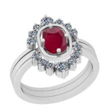 1.40 Ctw VS/SI1 Ruby And Diamond 14K White Gold Anniversary Ring