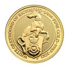 2021 1/4 oz. British Gold Coin Queen????????s Beast Greyhound of Richmond (BU)