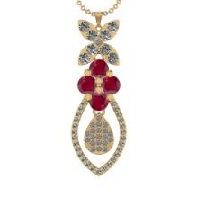 19.90Ctw VS/SI1 Ruby and Diamond 14K Yellow Gold Necklace(ALL DIAMOND ARE LAB GROWN )