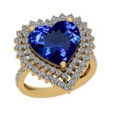 7.08 Ctw VS/SI1 Tanzanite And Diamond 18k Yellow Gold Engagement Halo Ring