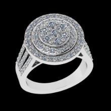 1.60 Ctw VS/SI1 Diamond 14 K White Gold Cluster Engagement Ring (ALL DIAMOND ARE LAB GROWN )