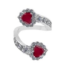 4.24 Ctw VS/SI1 Ruby and Diamond14K White Gold Engagement Ring