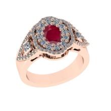 1.73 Ctw VS/SI1 Ruby and Diamond14K Rose Gold Engagement Ring