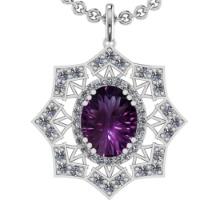 22.81 Ctw VS/SI1 Amethyst and Diamond 14K White Gold Pendant