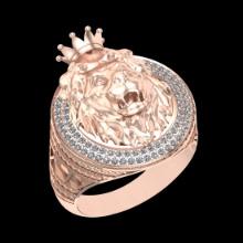 0.38 CtwVS/SI1 Diamond 14K Rose Gold Leo zodiac sign theme Ring