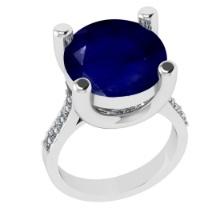 3.25 Ctw VS/SI1 Blue Sapphire And Diamond 14k White Gold Engagement Ring (ALL DIAMOND ARE LAB GROWN)