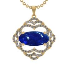 20.69 Ctw VS/SI1 Tanzanite and Diamond 14k Yellow Gold Pendant Necklace(ALL DAMONDS ARE LAB GROWN)