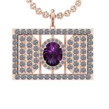 42.90 Ctw VS/SI1 Amethyst and Diamond 14K Rose Gold Pendant