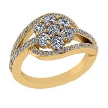 1.50 Ctw VS/SI1 Diamond 14K Yellow Gold Cluster Engagement Ring