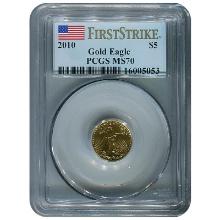 Certified American $5 Gold Eagle 2010 MS70 First Strike PCGS