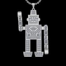 7.91 Ctw VS/SI1 Diamond 18K White Gold Robot themed Necklace(ALL DIAMOND ARE LAB GROWN )