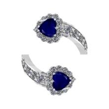 4.24 Ctw VS/SI1 Blue Sapphire and Diamond14K White Gold Engagement Ring