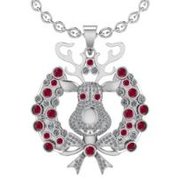 3.02Ctw VS/SI1 Ruby and Diamond 14K White Gold Necklace(ALL DIAMOND ARE LAB GROWN )