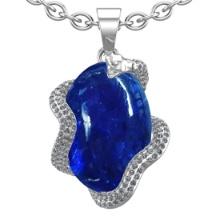 39.55 Ctw VS/SI1 Tanzanite and Diamond 14k White Gold Pendant Necklace(ALL DAMONDS ARE LAB GROWN)