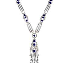 10.25 Ctw VS/SI1 Blue Sapphire and Diamond 14k Rose Gold Necklace ALL DIAMOND ARE LAB GROWN