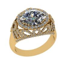 3.45 Ctw VS/SI1 Diamond 14K Yellow Gold Engagement Ring (ALL DIAMOND ARE LAB GROWN )