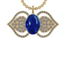 30.00 Ctw VS/SI1 Tanzanite and Diamond 14K Yellow Gold Pendant