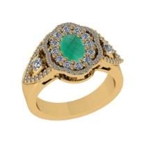 1.73 Ctw VS/SI1 Emerald and Diamond14K Yellow Gold Engagement Ring