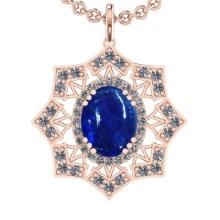 22.81 Ctw VS/SI1 Tanzanite and Diamond 14K Rose Gold Pendant