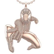 3.22 Ctw VS/SI1 Diamond 10K Rose Gold Spider man Pendant (ALL DAMONDS ARE LAB GROWN)