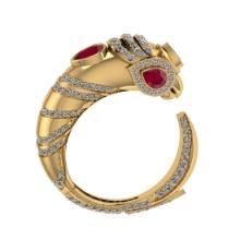 1.82 Ctw VS/SI1 Ruby and Diamond 14K Yellow Gold Engagement Ring ALL DIAMOND ARE LAB GROWN )