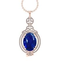 31.22 Ctw VS/SI1 Tanzanite and Diamond 14k Rose Gold Pendant Necklace(ALL DAMONDS ARE LAB GROWN)